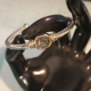 Designer inspired twisted cuff bracelet with a smokey quartz